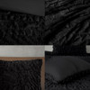 3pc Black Ruched Faux Fur Down Alternative Comforter AND Decorative Shams