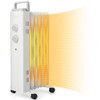 1500W Oil Filled Space Heater with Universal Wheels and 3-Level Heat-White
