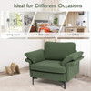 Modern Fabric Accent Armchair with Original Distributed Spring and Armrest Cushions-Army Green