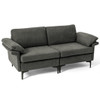 Modern Fabric Loveseat Sofa for with Metal Legs and Armrest Pillows-Gray