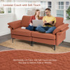 Modern Fabric Loveseat Sofa for with Metal Legs and Armrest Pillows-Rust Red