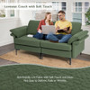 Modern Fabric Loveseat Sofa for with Metal Legs and Armrest Pillows-Army Green