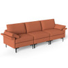 Large 3-Seat Sofa Sectional with Metal Legs for 3-4 people-Rust Red