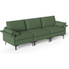Large 3-Seat Sofa Sectional with Metal Legs for 3-4 people-Army Green