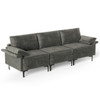 Large 3-Seat Sofa Sectional with Metal Legs for 3-4 people-Gray