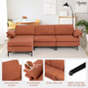 Extra Large Modular L-shaped Sectional Sofa with Reversible Chaise for 4-5 People-Rust Red