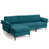 Extra Large Modular L-shaped Sectional Sofa with Reversible Chaise for 4-5 People-Peacock Blue