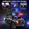 6V Kids Ride On Police Car with Real Megaphone and Siren Flashing Lights-Black