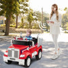 12V Licensed Freightliner Kids Ride On Truck Car with Dump Box and Lights -Red