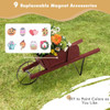 Wooden Wagon Planter with 9 Magnetic Accessories for Garden Yard-Red