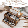Lift Top Coffee Table with 2 Storage Drawers and Hidden Compartment-Rustic Brown