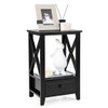 2-Tier 16 x 14 Inch Multifunctional Nightstand with Storage Drawer-Black