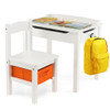 Wood Activity Kids Table and Chair Set with Storage Space-White