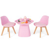 Wooden Kids Activity Table and Chairs Set with Padded Seat-Pink