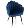 Modern Velvet Dining Chair with Metal Base and Petal Backrest-Blue