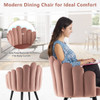 Modern Velvet Dining Chair with Metal Base and Petal Backrest-Pink
