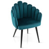 Modern Velvet Dining Chair with Metal Base and Petal Backrest-Teal