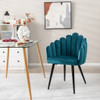 Modern Velvet Dining Chair with Metal Base and Petal Backrest-Teal