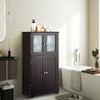 Bathroom Floor Storage Locker Kitchen Cabinet with Doors and Adjustable Shelf-Brown