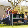 Folding Camping Table with 2-Tier Open Shelves for Outdoor BBQ-Coffee