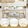 Modern 2-Tier Rectangular Coffee Table with Glass Table Top-Golden