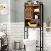 4-Tier Multifunctional Toilet Sorage Cabinet with Adjustable Shelf and Sliding Barn Door-Rustic Brown