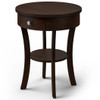 2-Tier Wood Round End Table with Open Drawer-Brown