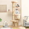 Modern Tall Cat Tree Tower with Scratch Posts and Washable Mats-Beige