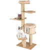 Modern Tall Cat Tree Tower with Scratch Posts and Washable Mats-Beige