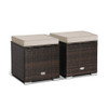 2 Pieces Patio Ottoman with Removable Cushions-Brown