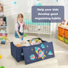 Kids Wooden Upholstered Toy Storage Box with Removable Lid-Navy