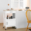 Kitchen Island with Storage Drawer and 3 Hooks-White