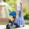 Folding Tricycle Baby Stroller with Reversible Seat and Adjustable Canopy-Blue