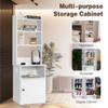 6-Tier Bookshelf with Charging Station and Cabinet-White