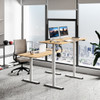 55 Inch Electric Height Adjustable Office Desk with Hook-Beige