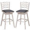360 Swivel Bar Stools with Rubber Wood Frame and Ergonomic Backrest and Footrest-29 inches