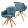 Modern Leathaire Set of 2 Swivel Accent Chair with Beech Wood Legs-Blue