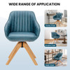 Modern Leathaire Set of 2 Swivel Accent Chair with Beech Wood Legs-Blue