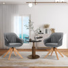 Modern Leathaire Set of 2 Swivel Accent Chair with Beech Wood Legs-Gray