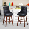 2 Pieces 29 Inch Pub Height Swivel Upholstered Bar Stools with Wood Legs-29 inches