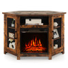 Corner TV Stand with 18 Inch Electric Fireplace for TVs up to 50 Inch-Rustic Brown