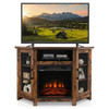 Corner TV Stand with 18 Inch Electric Fireplace for TVs up to 50 Inch-Rustic Brown