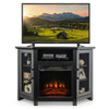Corner TV Stand with 18 Inch Electric Fireplace for TVs up to 50 Inch-Black