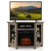 Corner TV Stand with 18 Inch Electric Fireplace for TVs up to 50 Inch-Gray