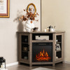 Corner TV Stand with 18 Inch Electric Fireplace for TVs up to 50 Inch-Gray