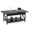 2-Tier Industrial Rectangular Coffee Table with Storage Shelf-Black