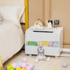 Wooden Mobile Toy Storage Organizer with Bookshelf and Lockable Wheels-White