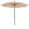 9.5 Feet Pulley Lift Round Patio Umbrella with Fiberglass Ribs-Beige