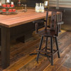 29 Inch Wooden Swivel Bar Stool with Footrest Backrest Armrest-Brown