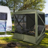 6.7 x 6.7 Feet Pop Up Gazebo with Netting and Carry Bag-Green